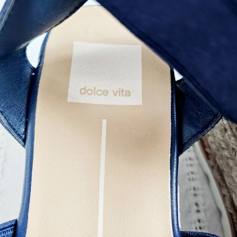 Dolce Vita Espadrille Platform Sandals Shoes Elastic Ankle Straps Navy 6 NEW - Picture 7 of 10